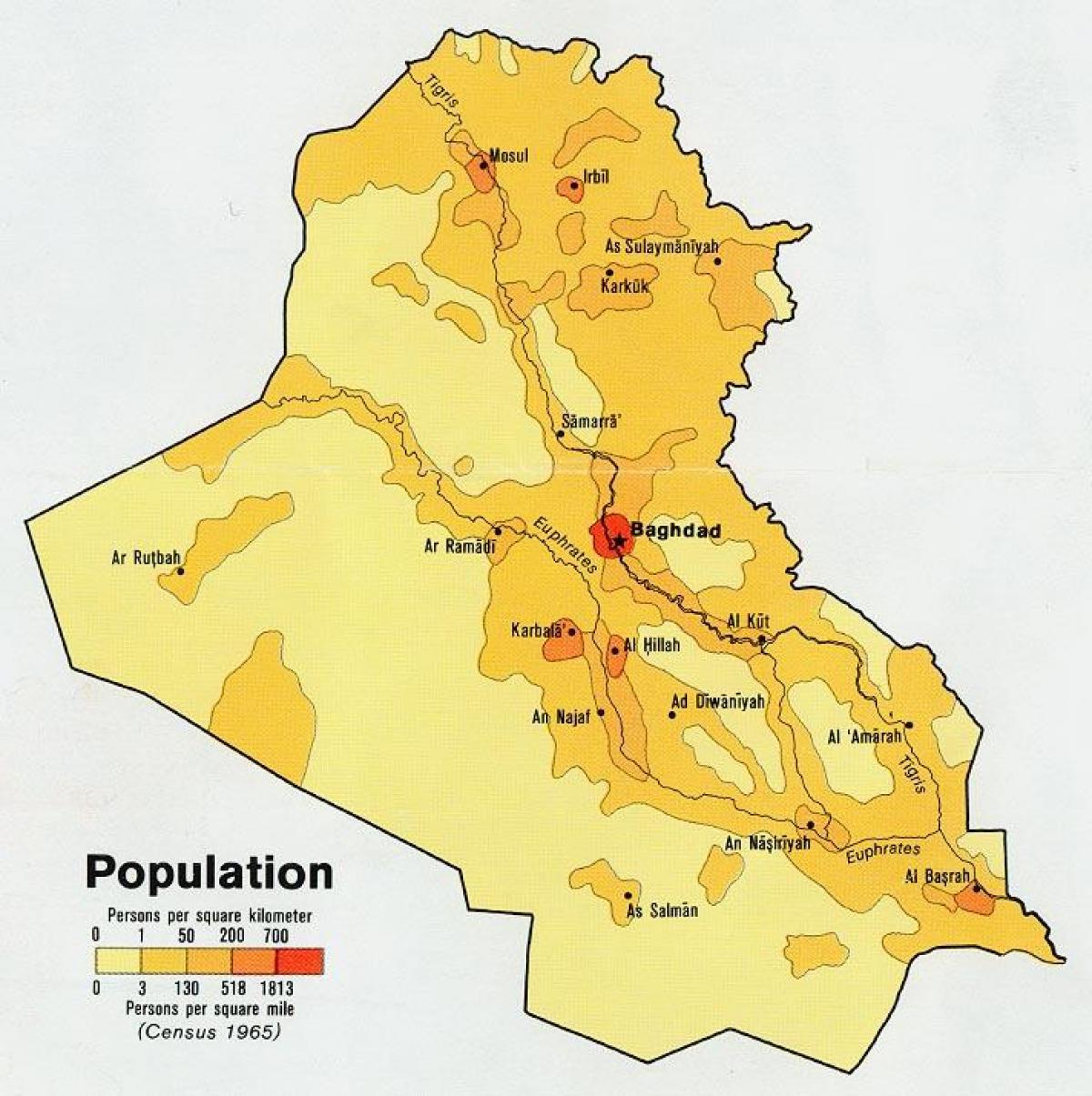 Kaart van Irak bevolking