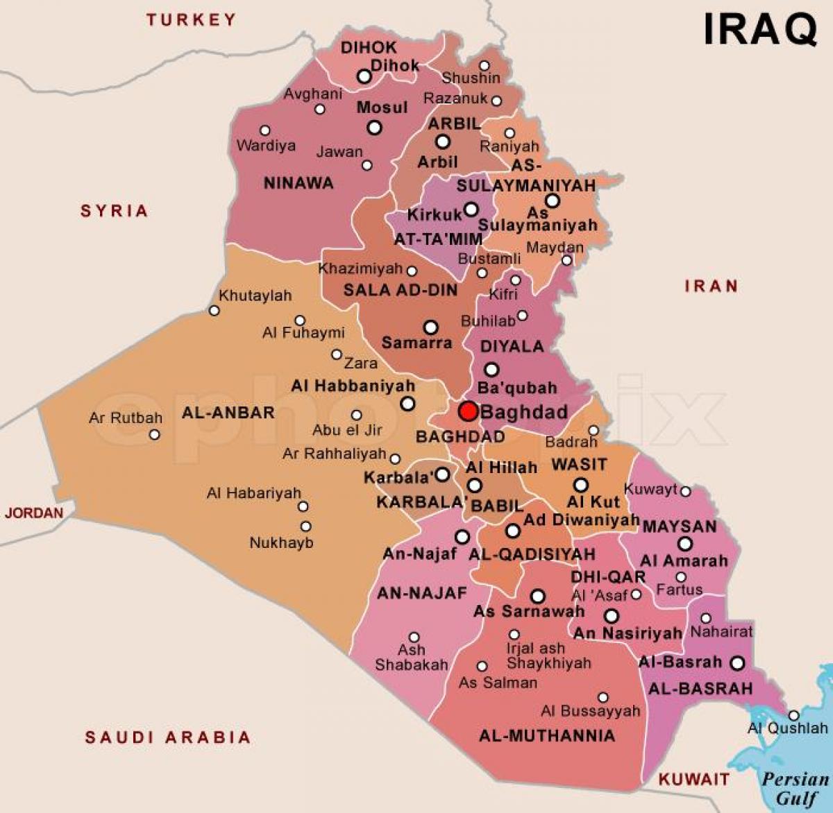 Kaart van Irak state